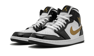 Air Jordan 1 Mid SE Black Gold Patent Leather